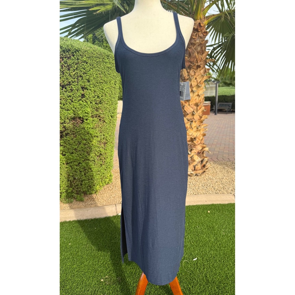 NWT Beyond Yoga Featherweight Resort Navy Tank Midi Dress XS Sleeveless Slit
